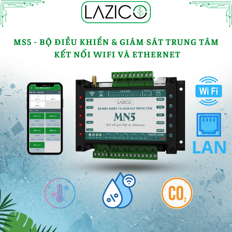 Bộ điều khiển MN5 – Giải pháp giám sát và điều khiển trung tâm qua Wifi & Ethernet